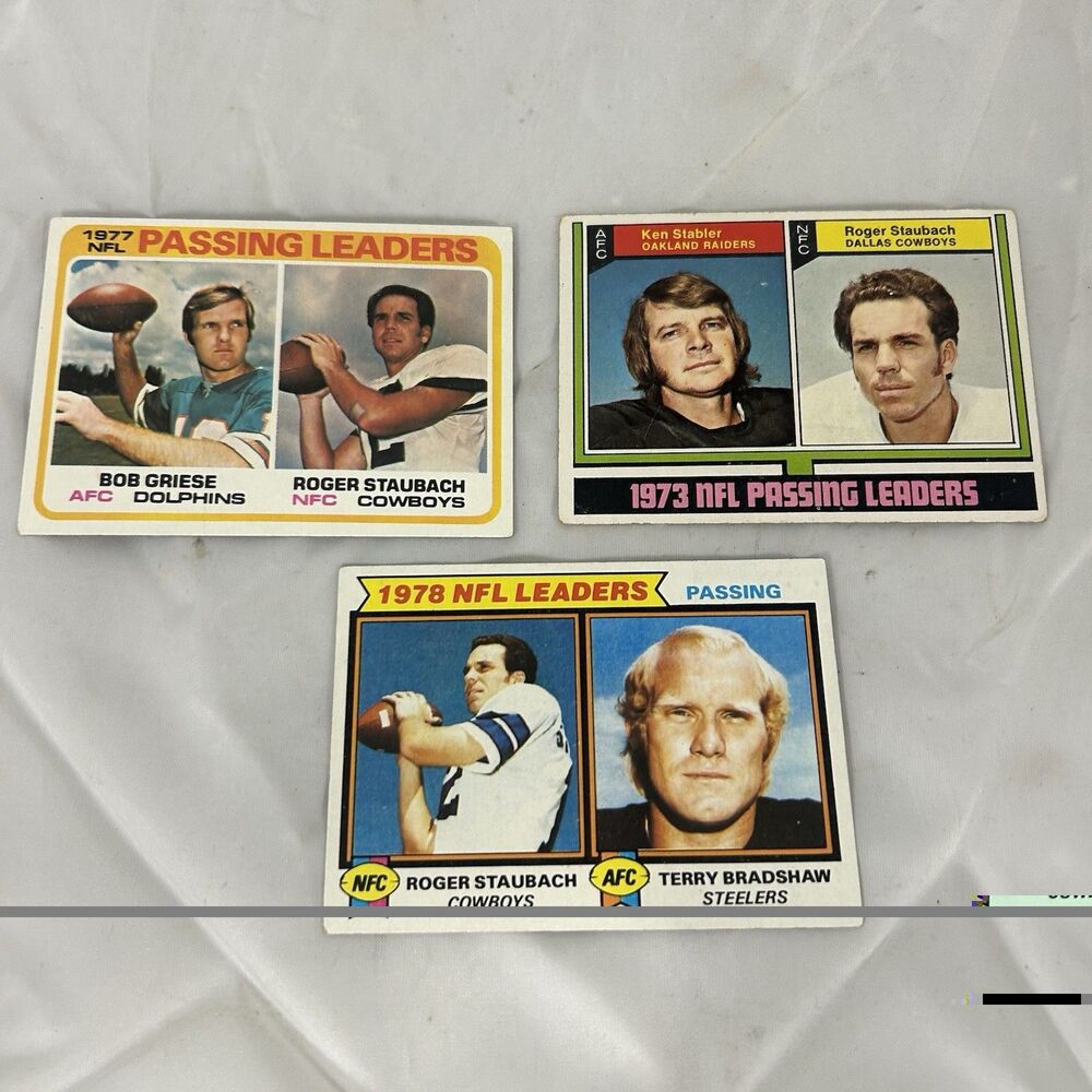 1973-78 NFL Passing Leaders Football Cards Lot Staubach Stabler Bradshaw Griese